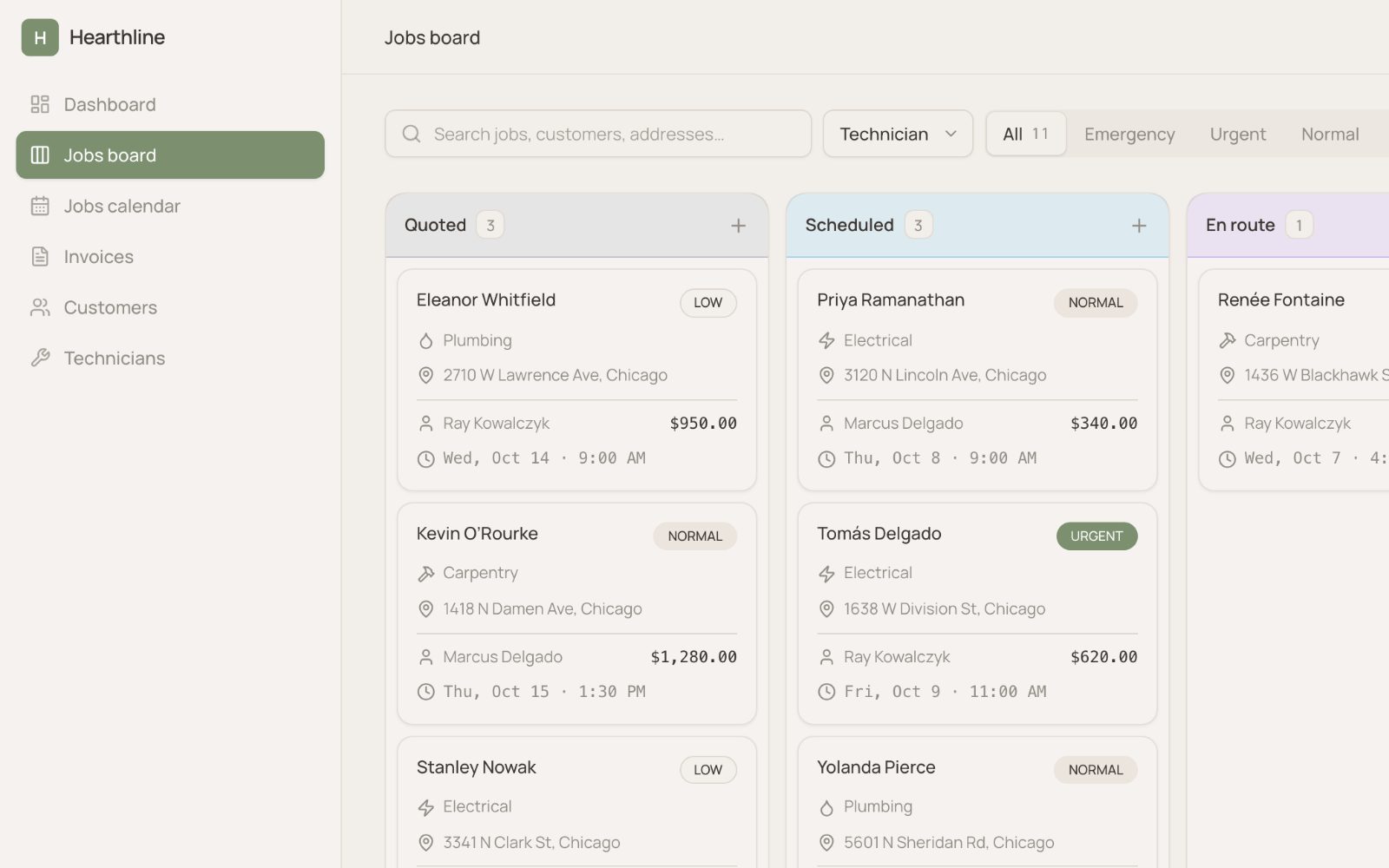 An example screen made with Atomix for a task management