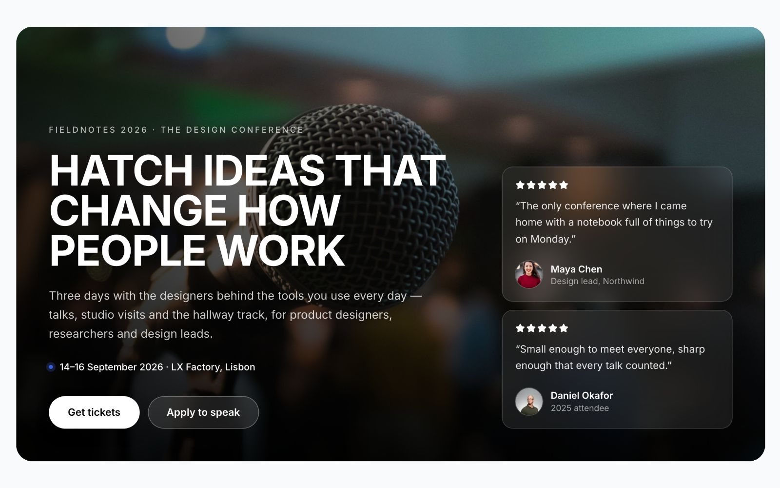 An example screen made with Atomix for a community website